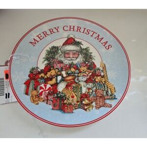 Gerson Company Dolomite Holiday Christmas Santa Cookie Plate 10-in New With Tags